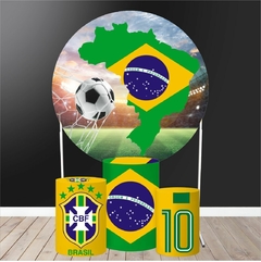 Trio Capa Cilindro + Painel Redondo Copa do Brasil Tecido - comprar online