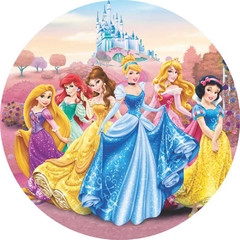 Painel Tecido Redondo Princesas Disney Decoração Festa