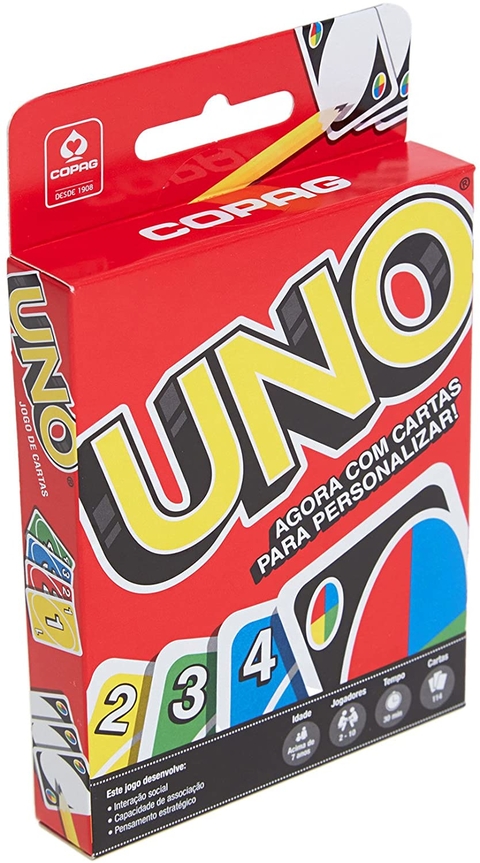 Jogo Uno Original Com Cartas Para Personalizar - MATTEL - Deck de