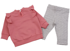 Conjunto de moletom para bebê menina com babado