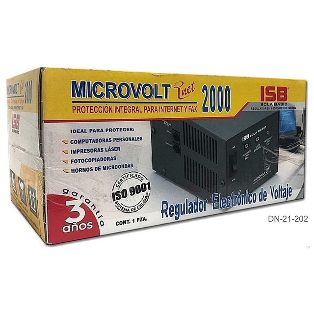 REGULADOR ISB MICROVOLT 2000VA NEGRO - CENTRALNET