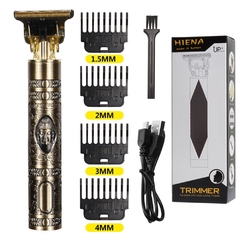 Máquina de corte cabelo elétrico T9 USB recarregável barbeador homem aparador para barbeiro profissional aparador barba - loja online