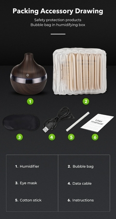 Umidificador de Ar Elétrico de Grão de Madeira - USB Mini - com Aroma Essencial, Difusor de Óleo Ultrassônico e luz de LED na internet