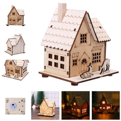 Casinha de Madeira Luminosa Luz LED de Natal - WebShopp