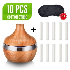Umidificador de Ar Elétrico de Grão de Madeira - USB Mini - com Aroma Essencial, Difusor de Óleo Ultrassônico e luz de LED - WebShopp