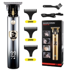 Máquina de corte cabelo elétrico T9 USB recarregável barbeador homem aparador para barbeiro profissional aparador barba - WebShopp