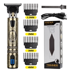 Máquina de corte cabelo elétrico T9 USB recarregável barbeador homem aparador para barbeiro profissional aparador barba - loja online