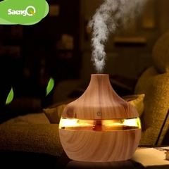 Imagem do Umidificador de Ar Elétrico de Grão de Madeira - USB Mini - com Aroma Essencial, Difusor de Óleo Ultrassônico e luz de LED