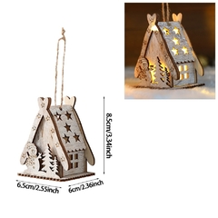 Casinha de Madeira Luminosa Luz LED de Natal