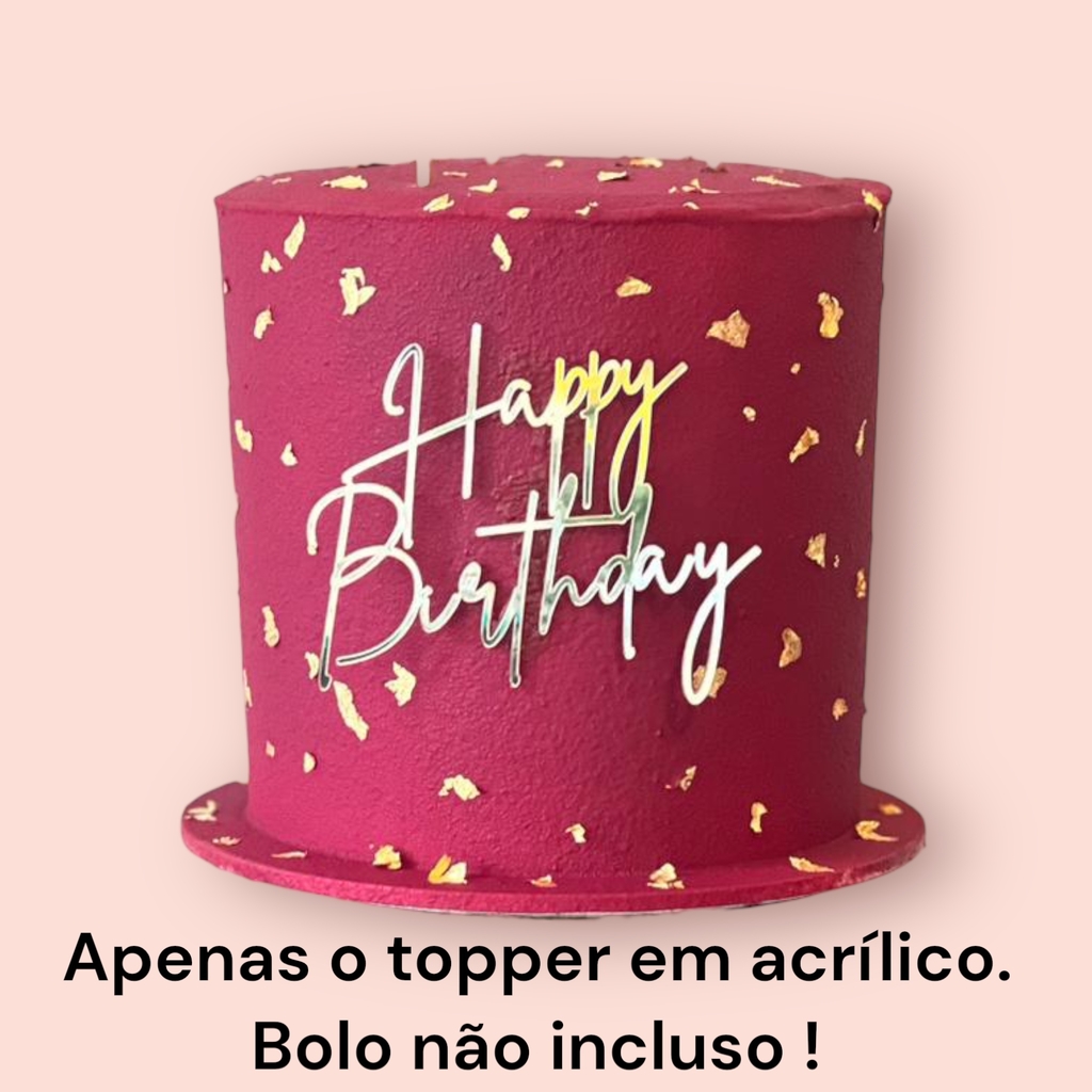 Kit Topo Topper De Bolo Luxo Feminino Rosas Personalizado