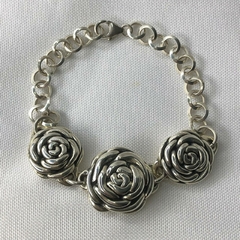Pulseira de Rosas em Prata Bali Eletroformação