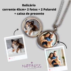 Relicário redondo em aço inox com corrente 45cm +foto inclusa - comprar online