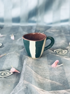 Caneca Café Listras Verde e Off White