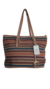 Cartera Amplia Marrón con Rayas de Colores - comprar online