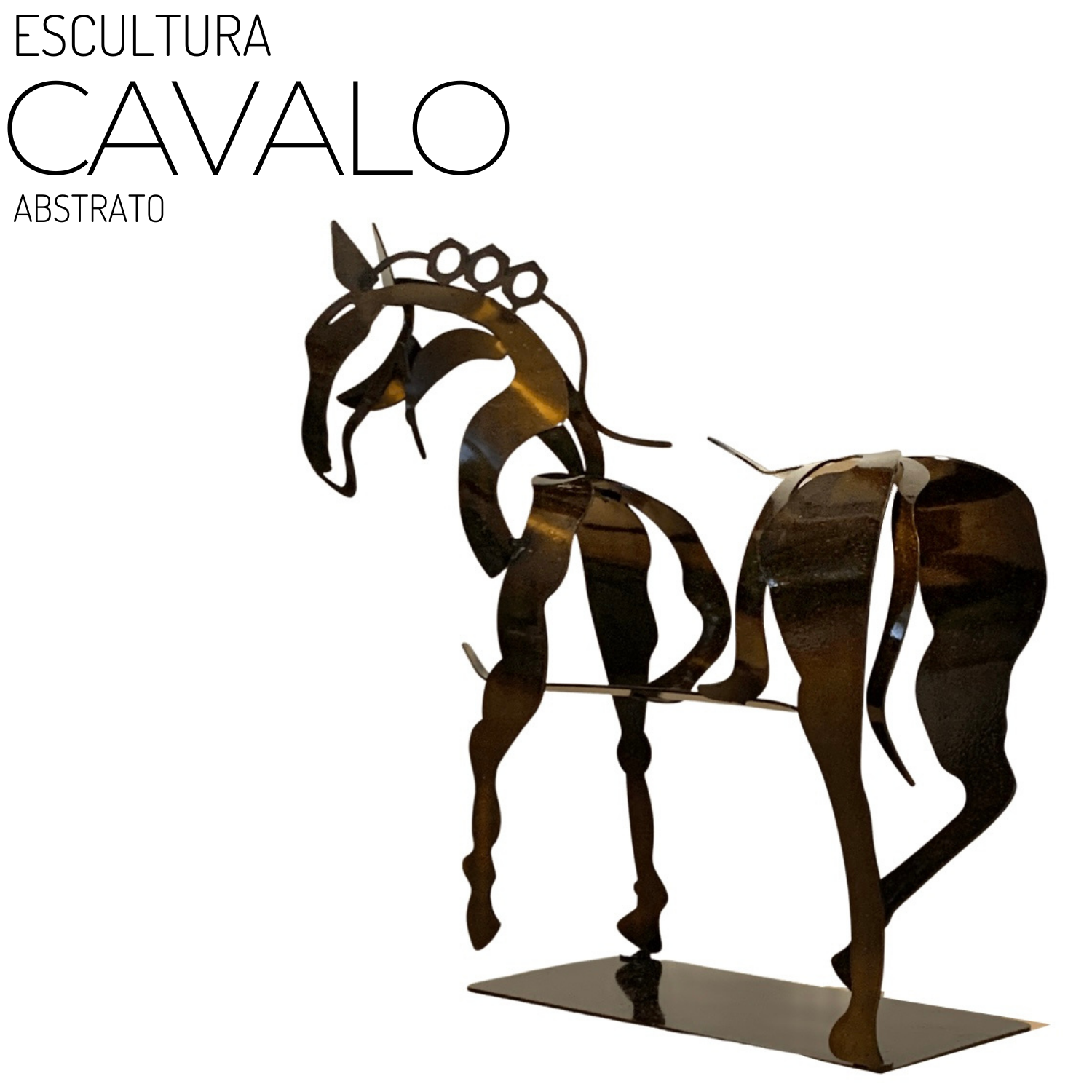 Estatueta de Cavalo moderno em Estatueta de Cavalo moderno em Metal , abstrato, uma dica  de presente maravilhosa para os amantes desses animais. Escultura estatueta estátua minimalista abstrata de cavalo de ferro , metal cobre bronze . Cavalo decorativo para aparador , estante , home office , mesa escritório