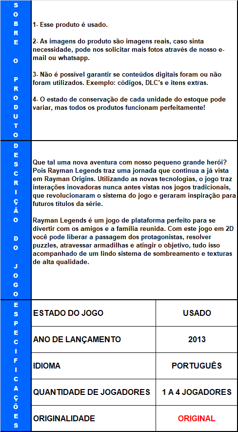 Rayman Legends Seminovo – Xbox 360 - Stop Games - A loja de games