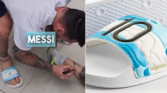 Ojotas Messi 10 Chancletas Chinelas Bagunza Producto Oficial AFA - Seleccion Argentina Azul en internet