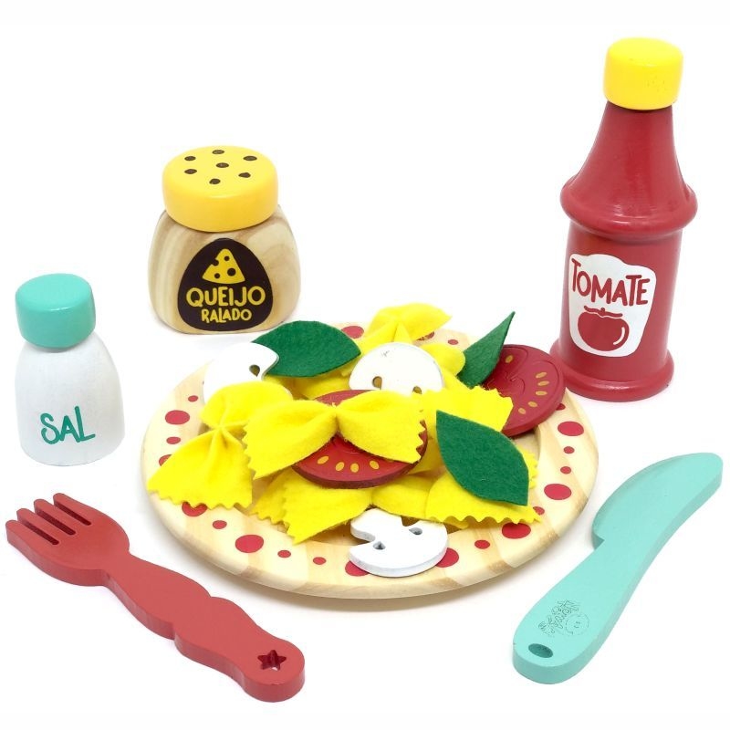 Kit Comidinha de Brinquedo Infantil de Madeira Sushi 16 Pçs