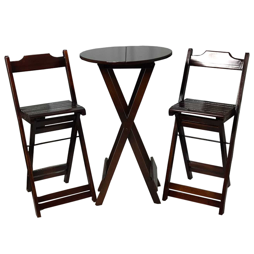 Conjunto De Mesa Bistrô De Madeira Com 4 Cadeiras Dobravel Ideal Para Bar E  Restaurante Imbuia