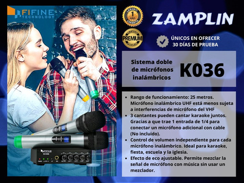 Micrófono Fifine K036 Dual Wireless Negro/Gris