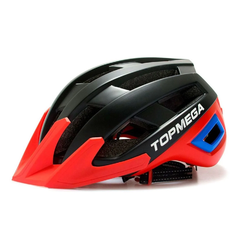 CASCO TOP MEGA 20 VENTILACIONES CON VISERA. NEGRO Y ROJO