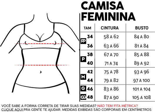 Tamanho camisa feminina