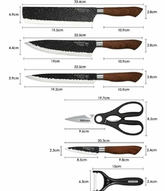 Set de cuchillos de Cocina Acero Inoxidable y carbono x 6 piezas