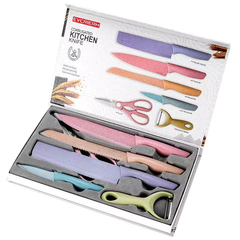 Set de cuchillos de Cocina Acero Inoxidable con carbono y cerámica x 6 piezas - distribuidorajcl