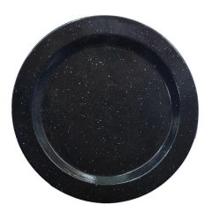 Plato playo enlozado negro con pintitas 28cm