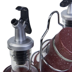 SET DE 5 PIEZAS ACEITE VINAGRE SAL Y PIMIENTA CON SOPORTE EN ACERO - comprar online