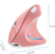 Mouse vertical, recargable ergonómico color rosa inalámbrico de 2,4 GHz y Bluetooth con 4 DPI ajustables 800/1200/1600/2400, 6 botones, compatible con PC y Mac