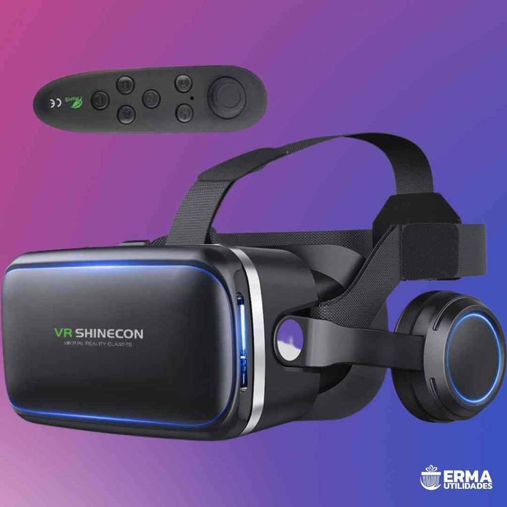 óculos vr 360 realidade virtual com fone de ouvido + controle de