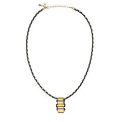 Colar de couro preto e dourado