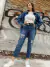 Jeans mom con roturas blue