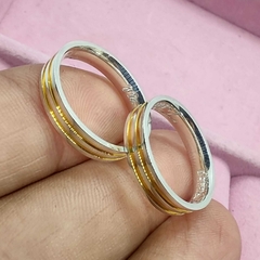 Alianças de namoro polida 5mm Prata 950 Ouro 18k legítima + Brindes - Bonita de Prata