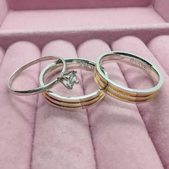 Alianças de namoro polida 5mm Prata 950 Ouro 18k legítima + Brindes
