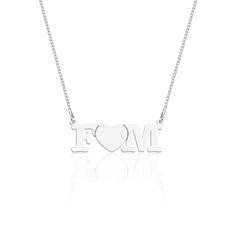 Colar personalizado letra coração letra liso prata 925 legítimo