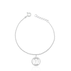 Pulseira Personalizada Redondo 2 meninas Vazadas Prata 925 Legítimo