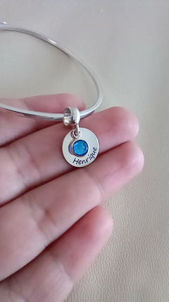 Berloque personalizado redondo com cristal azul pendurado prata 925 legítimo na internet
