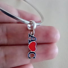Berloque Personalizado Resina Letra Coração Letra (Vermelho) Prata 925 - comprar online