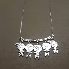 Colar personalizado Canga 5 filhos (as) prata 925 legítimo - Bonita de Prata