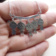 Colar personalizado Canga 5 filhos (as) prata 925 legítimo - comprar online