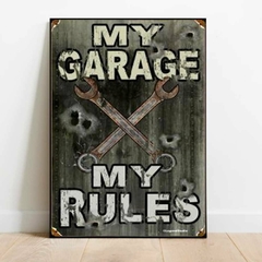 Placa Decorativa Série Autodecora My Garage My Rules