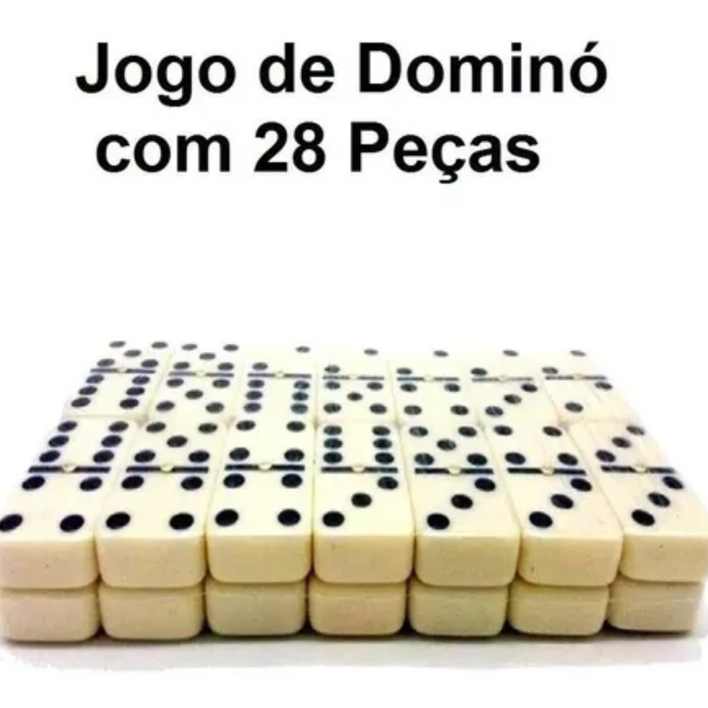 Jogo De Dominó Profissional 28 Peças E Maleta 1 Linha Branco - SQ