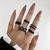 Conjunto de anéis de metal gótico vintage para mulheres meninas retrô geométrico retrô anel de dedo multiarticulado personalidade cobra joias da moda - comprar online