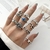 Imagem do Conjunto de anéis de metal gótico vintage para mulheres meninas retrô geométrico retrô anel de dedo multiarticulado personalidade cobra joias da moda