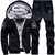Agasalho grosso casual masculino conjunto estampado jaqueta com capuz + calça de moletom 2 peças conjuntos na internet