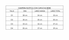 CAMPERA ALGODON RUSTICO BEBE - tienda online