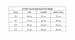 SHORT ALGODON RUSTICO BEBE - tienda online