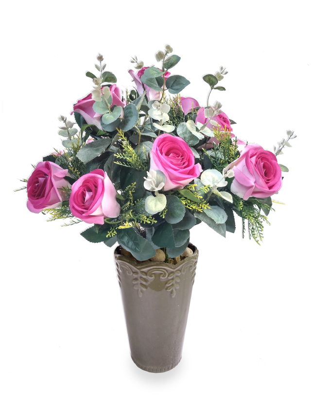 Rosa De Luxo Arranjo Flor Artificial Com Vaso Em Cerâmica